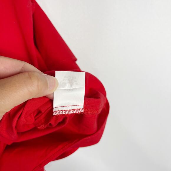 Amanda Uprichard Small S Red Ruffle Cold Shoulder Blouse Short Sleeve Cotton - Picture 10 of 10